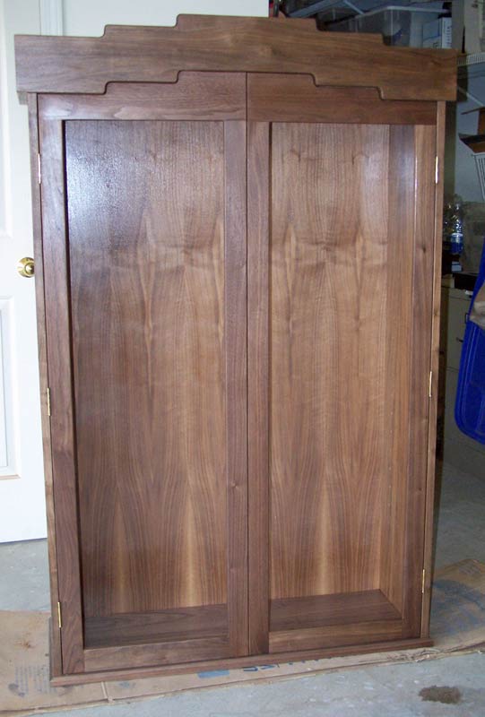 Top cabinet with finish applied