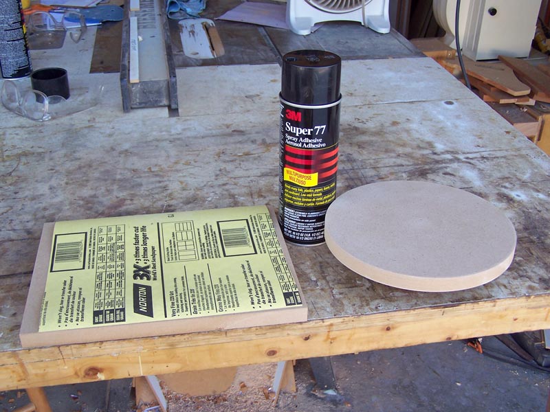 Getting ready to glue the sandpaper