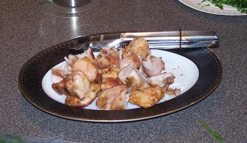 Cut the chicken into quarters