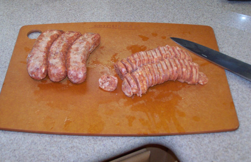 Cut up the sausage